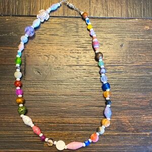 Handmade necklaces with colourful mismatched beads